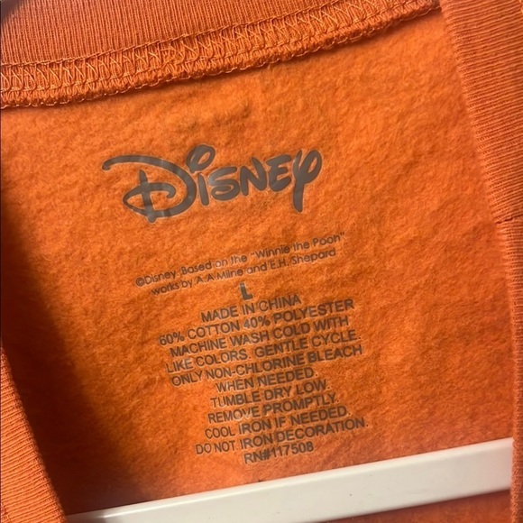 Rusty Orange Winnie the Pooh Crewneck Sweater Floral Print pit to pit 21 (331) - Picture 4 of 8